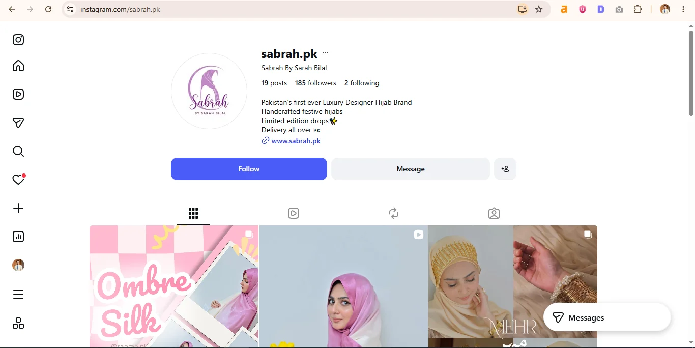 Sabrah.pk Instagram Profile